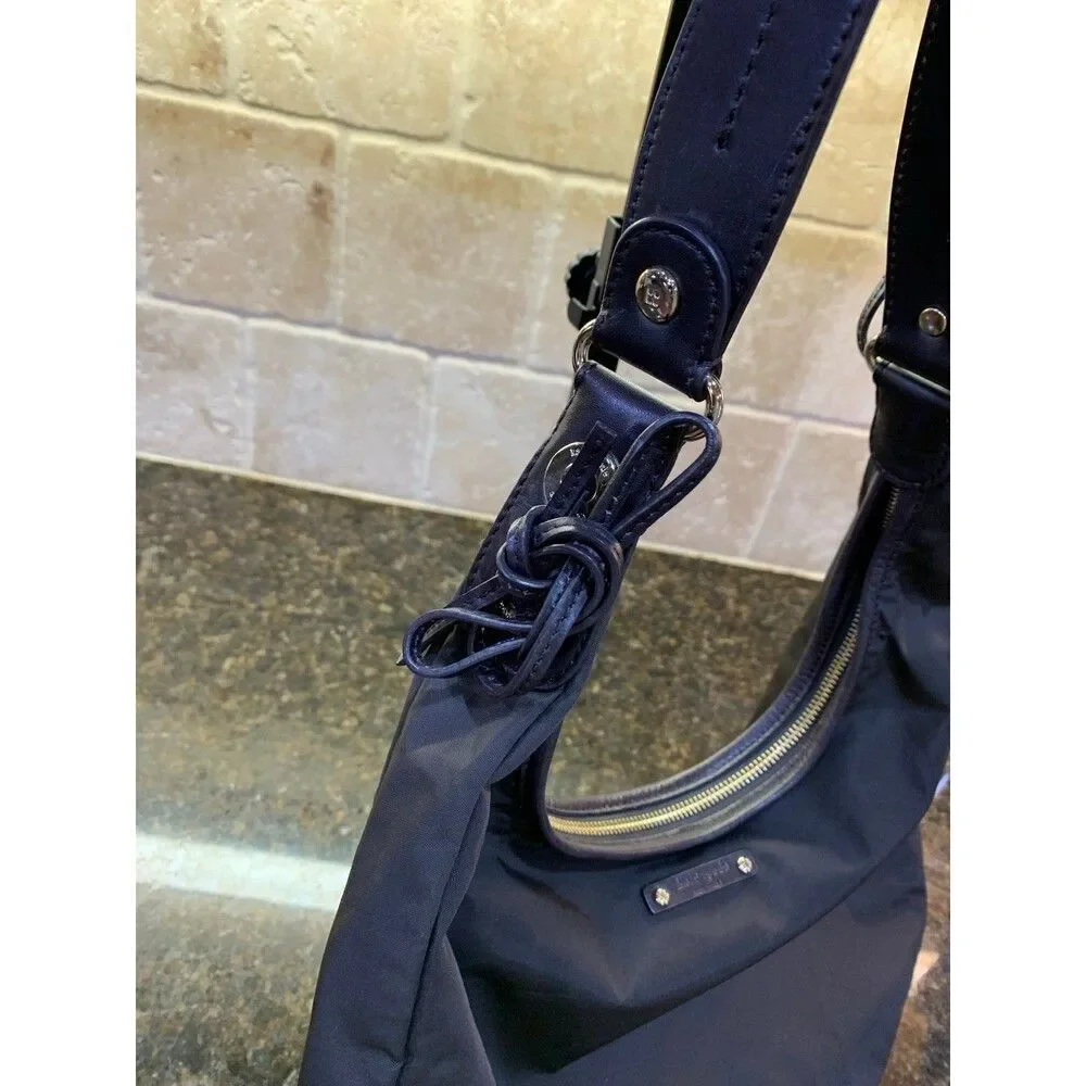 Kate Spade Flatiron Nylon Bag Purse Hobo Brown EUC